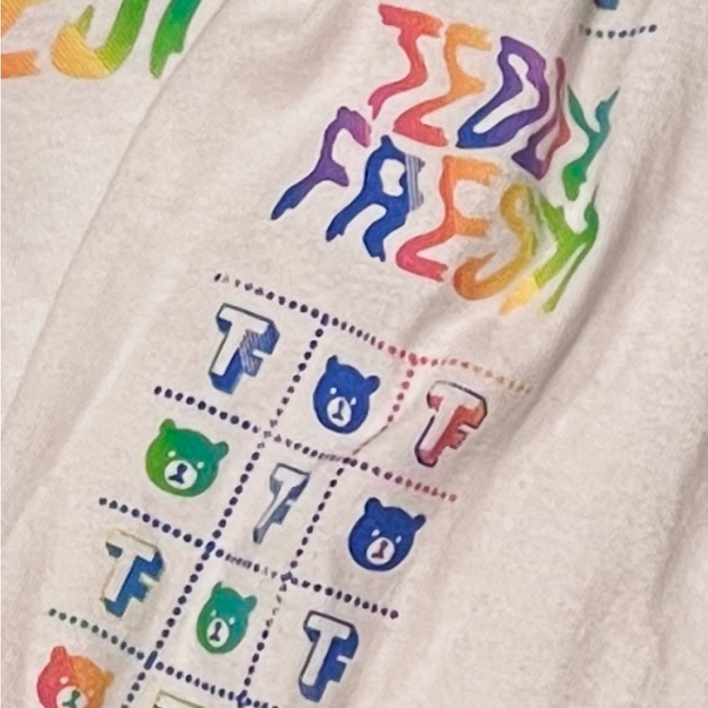 Teddy Fresh Long Sleeve Spellout Logo T Shirt White Rainbow Size medium - Picture 10 of 10